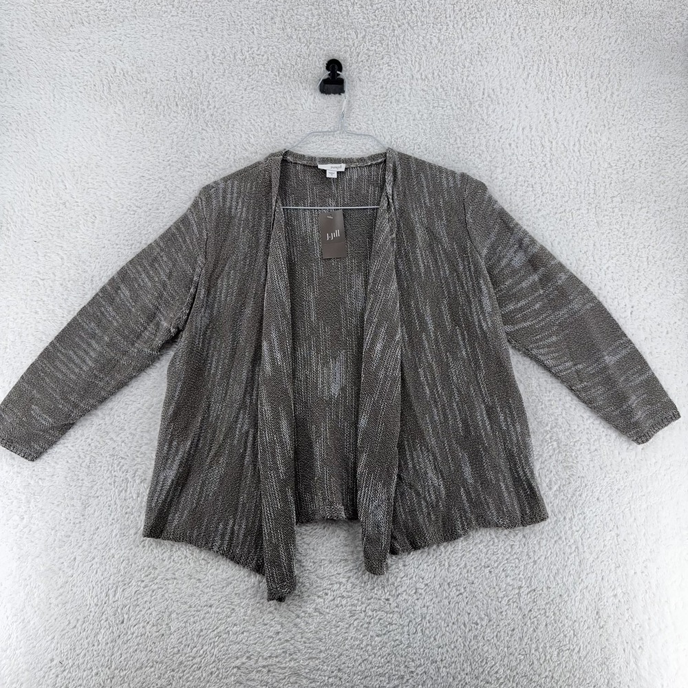 J.Jill Pure Sweater Womens M Teak Open Knit Cardigan Lightweight Cottagecore